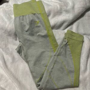 Gymshark neon yellow and grey cropped leggings